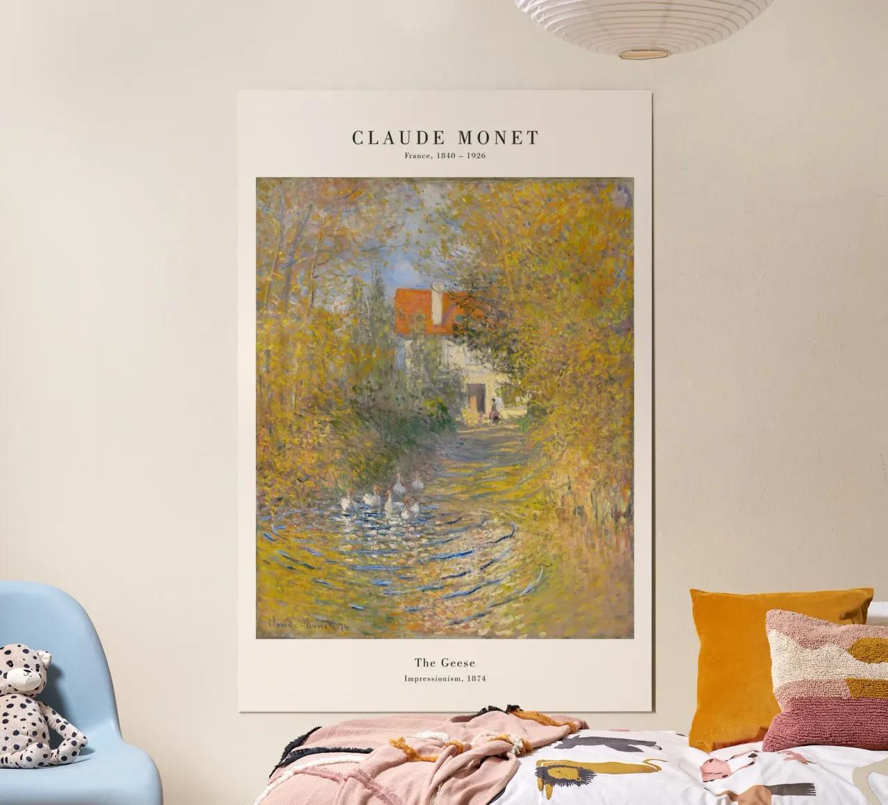 Claude Monet - Los gansos poster con marco de madera de Old Masters