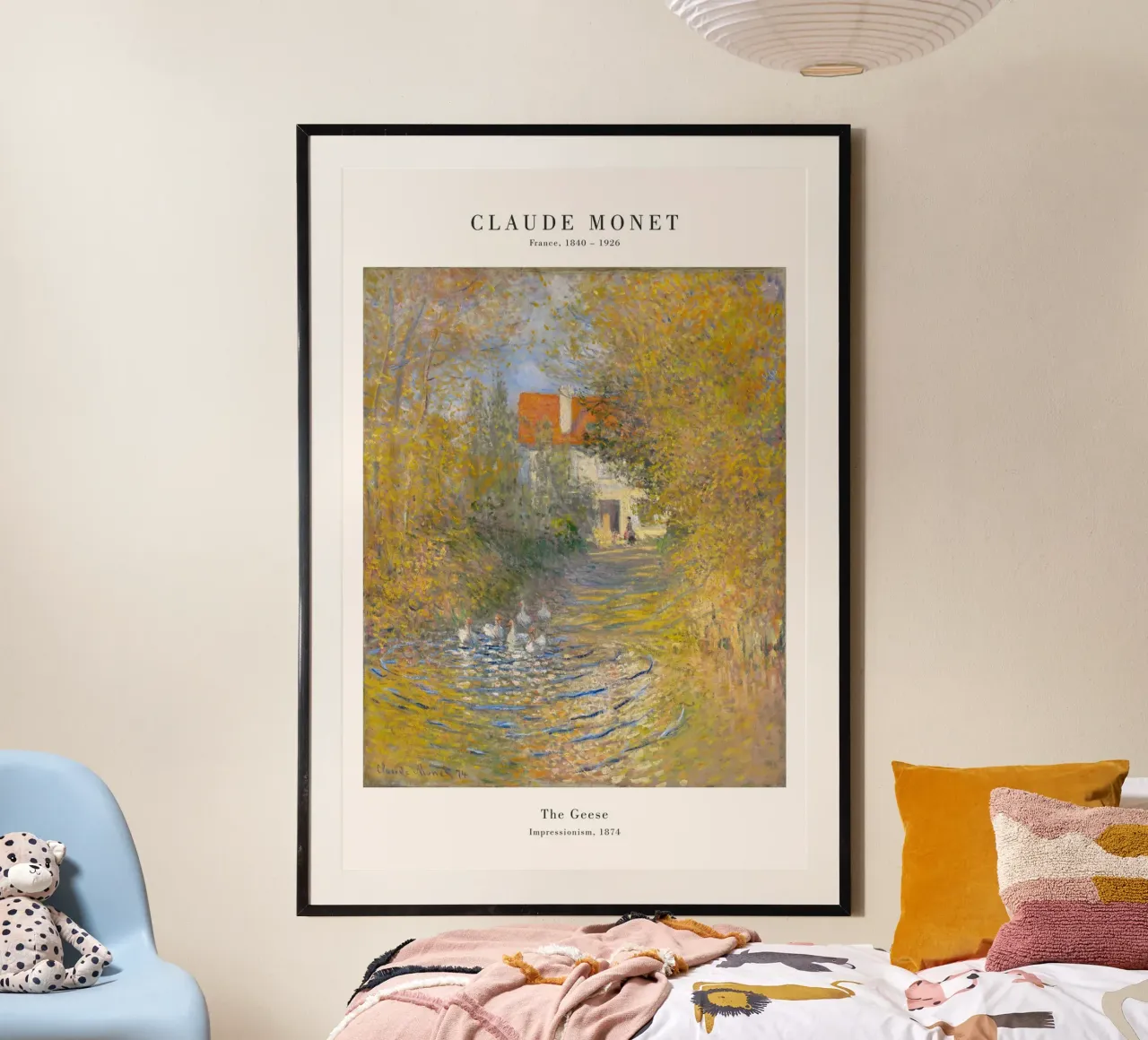 Claude Monet - Los gansos poster con marco de madera de Old Masters