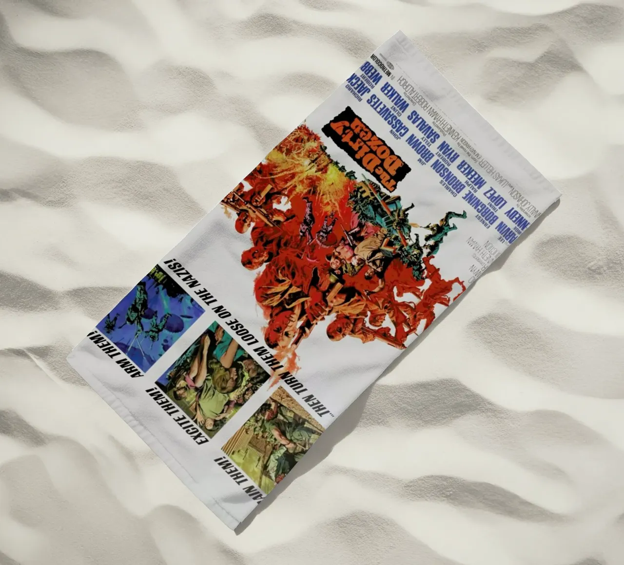 ‘The Dirty Dozen’ Retro Movie Poster beach towel by Gallery Print and Art Limited