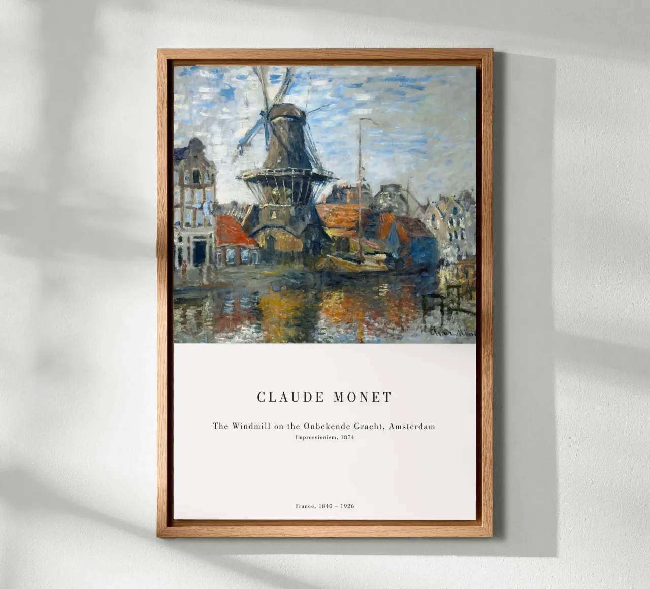 Claude Monet - Mulino a vento ad Amsterdam tela con Cornice a cassetta da Old Masters