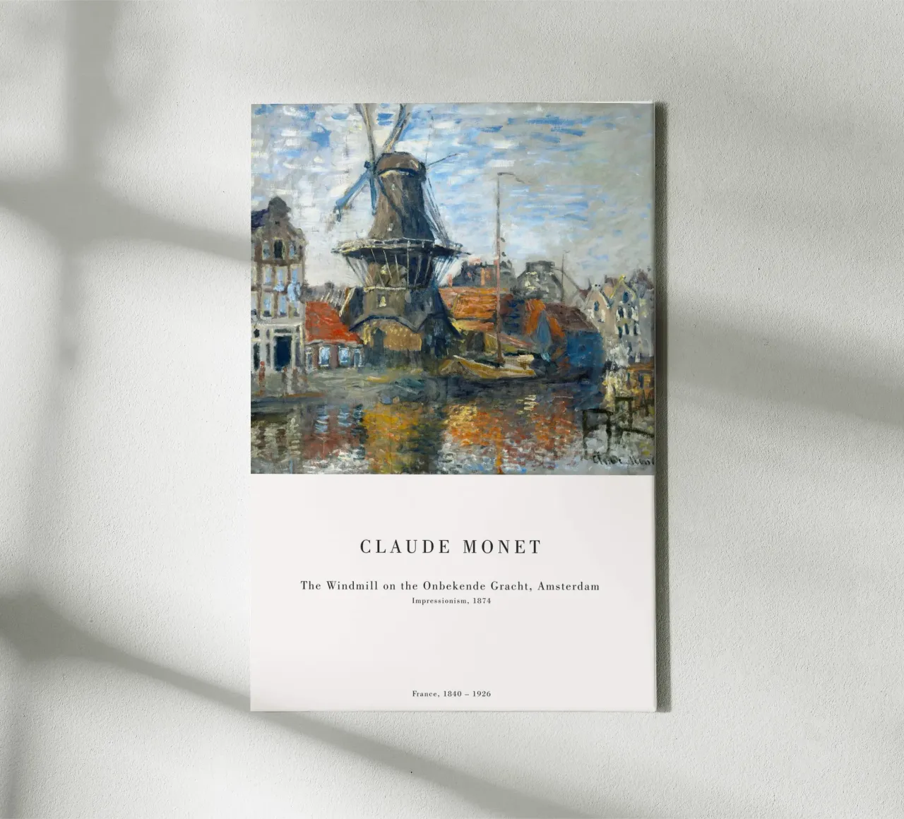 Claude Monet - Mulino a vento ad Amsterdam tela con Cornice a cassetta da Old Masters