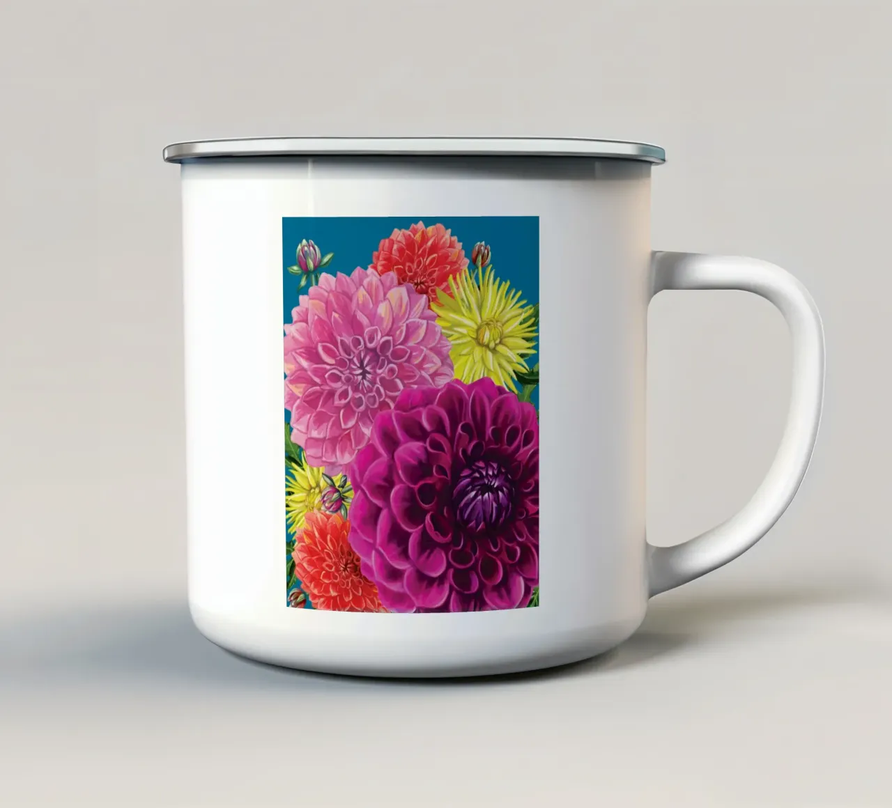 Dahlias tazza in smalto da Rocket68