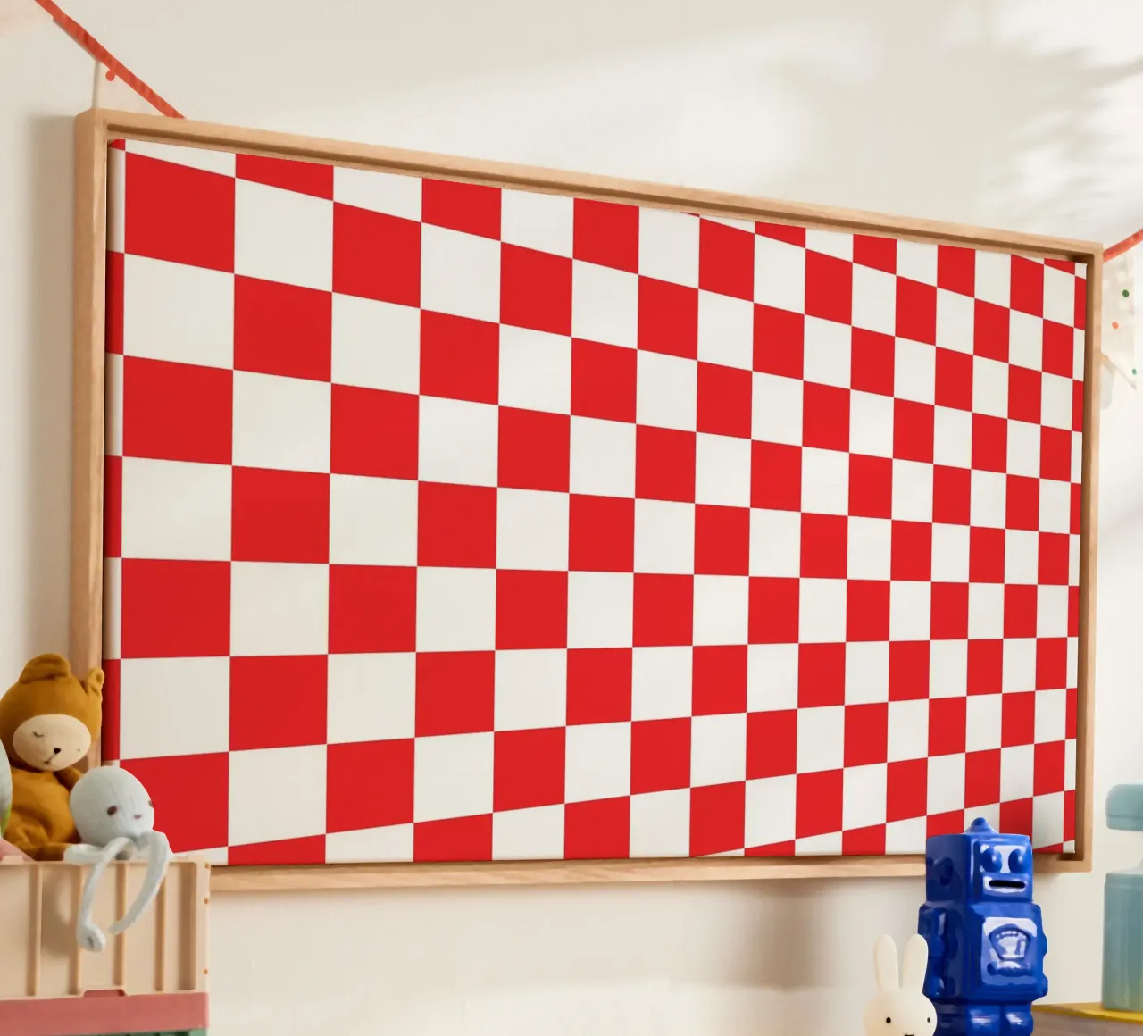 Red Square Tile Art tela con Cornice a cassetta da galihstudio