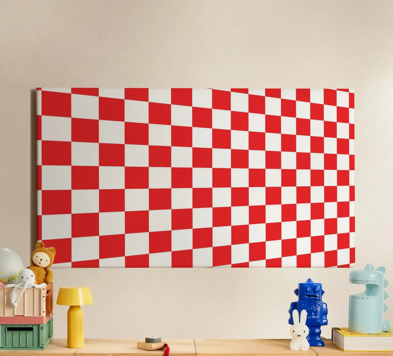 Red Square Tile Art tela con Cornice a cassetta da galihstudio
