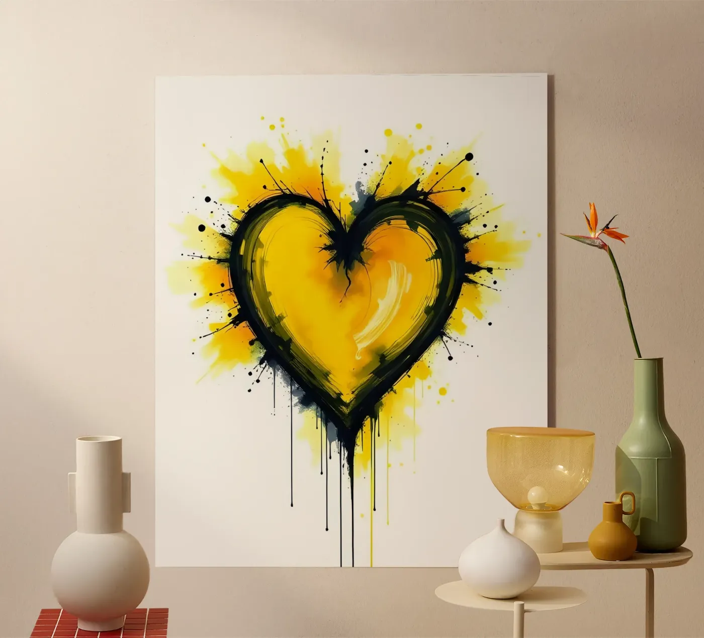 Heart_12 Acryl-Glas von schwarz-gelb by LK