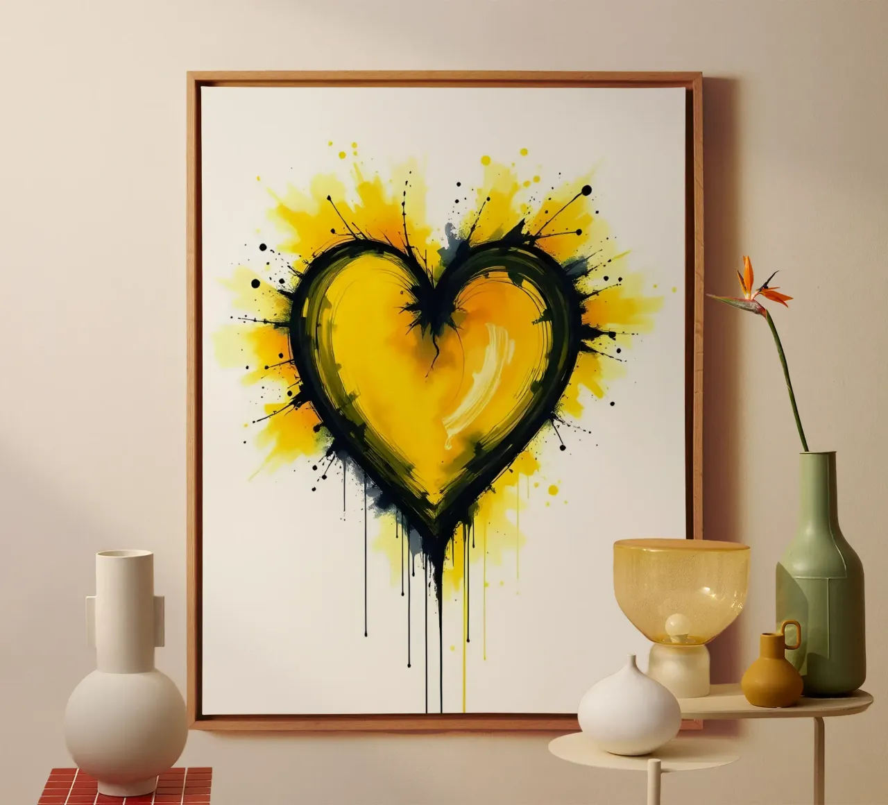 Hart_12 canvas met Baklijst van schwarz-gelb by LK