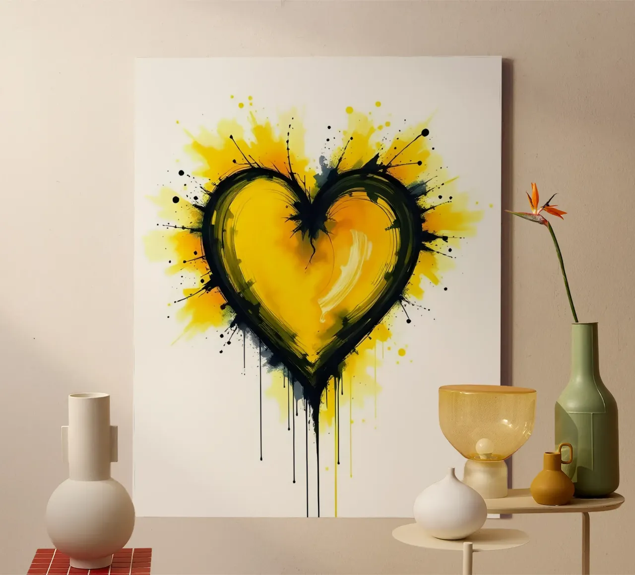 Hart_12 canvas met Baklijst van schwarz-gelb by LK