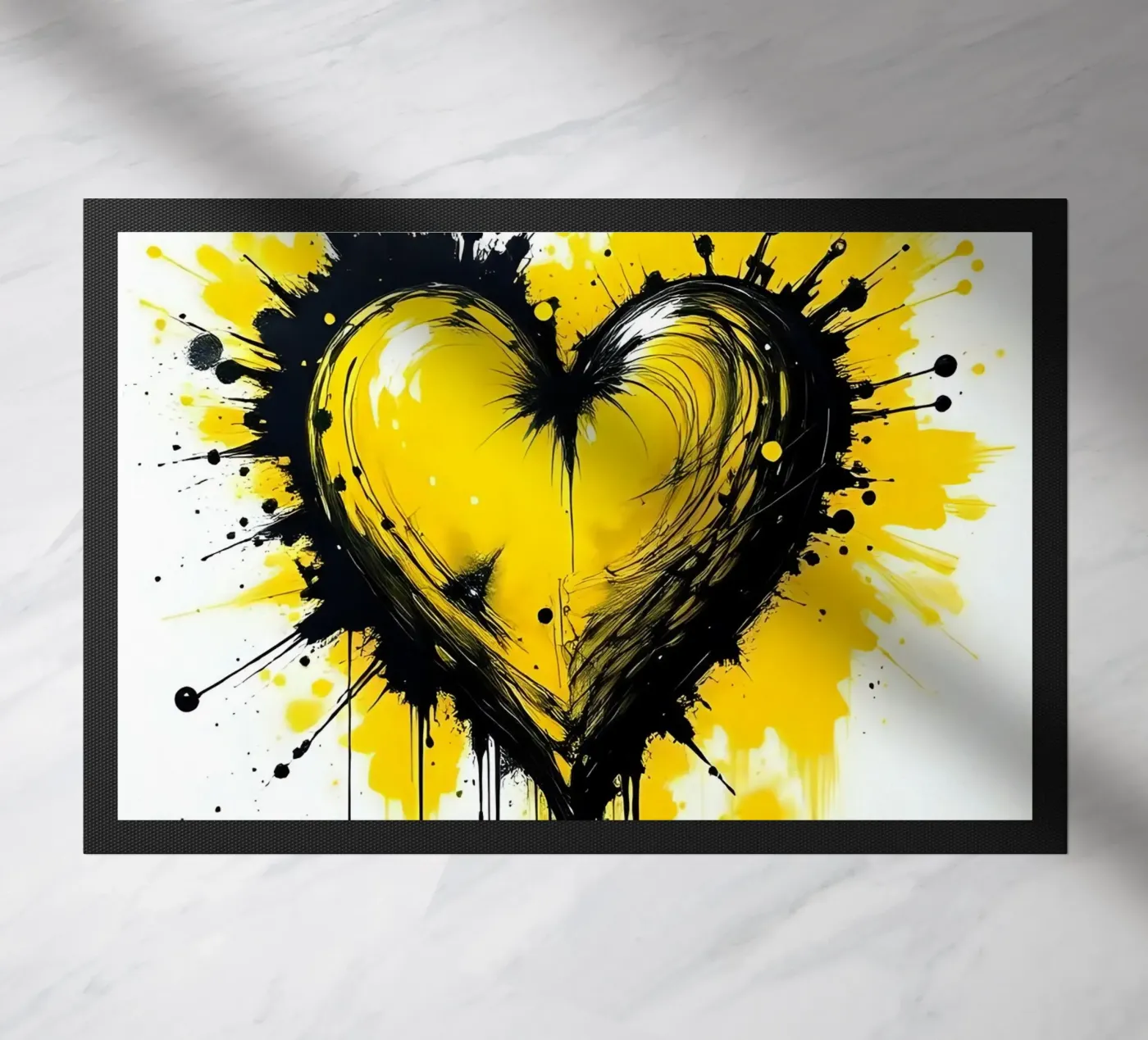 Heart_13 Fußmatte von schwarz-gelb by LK