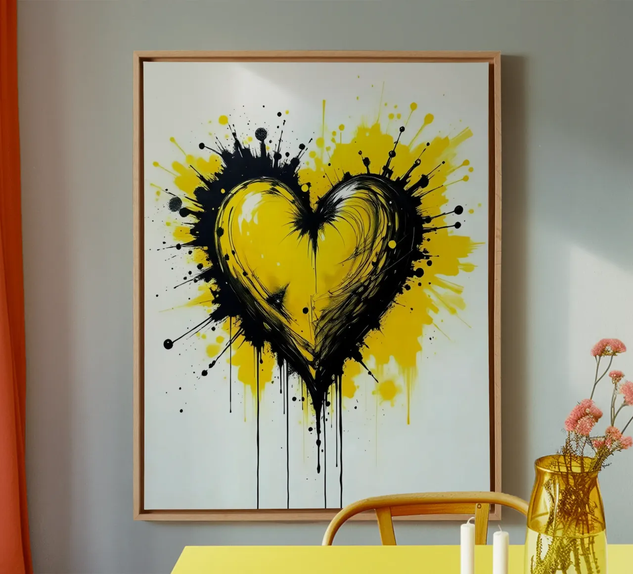 Cuore_13 tela con Cornice a cassetta da schwarz-gelb by LK