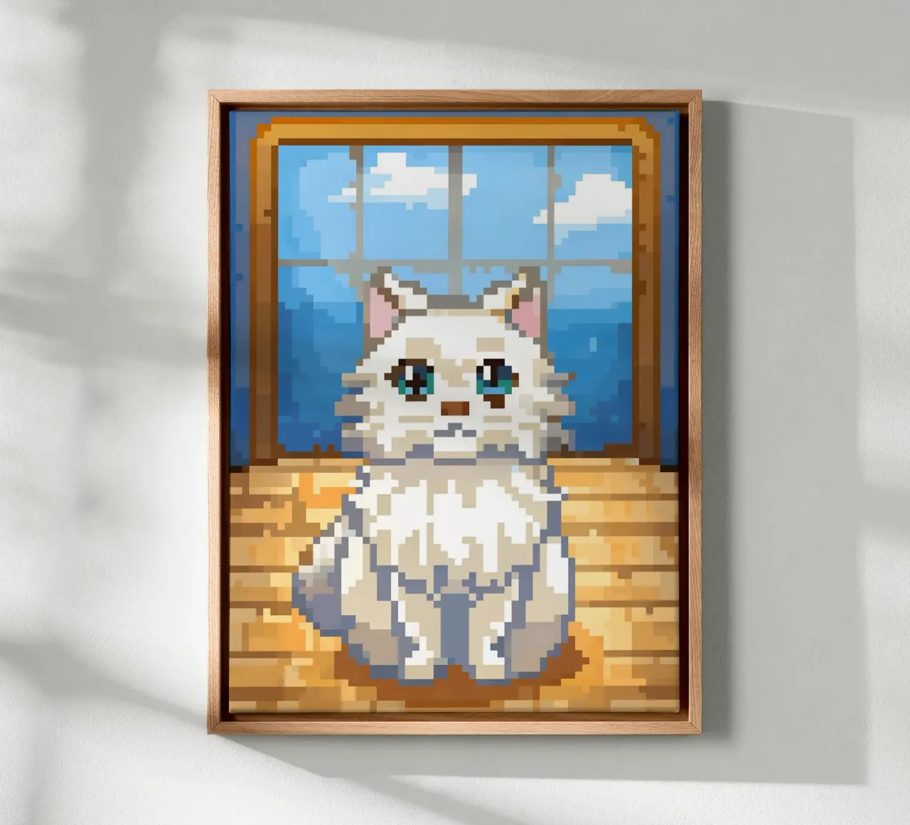 Gatto bianco da interno tela con Cornice a cassetta da DOG AND CAT