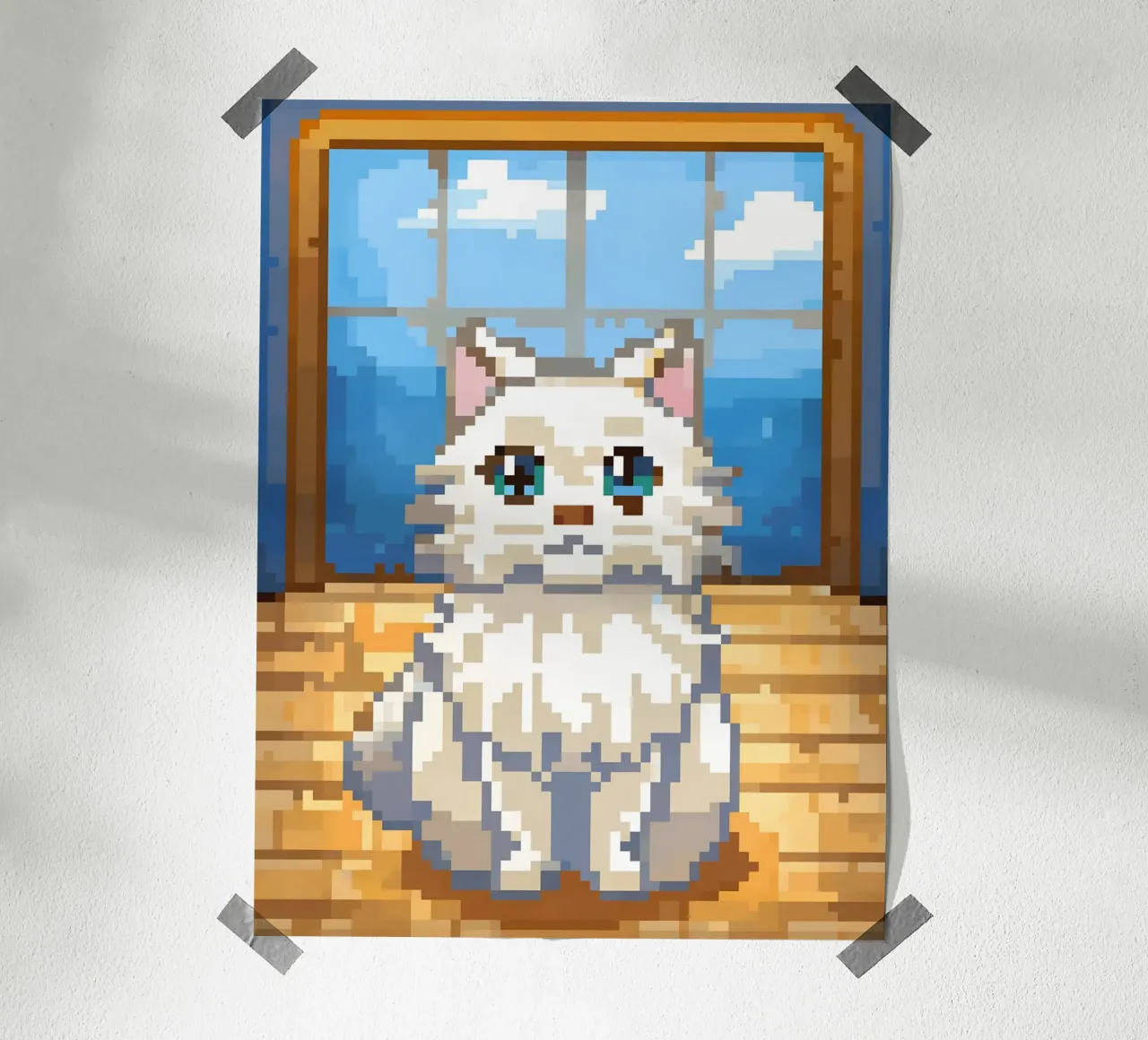 Gatto bianco da interno poster da DOG AND CAT