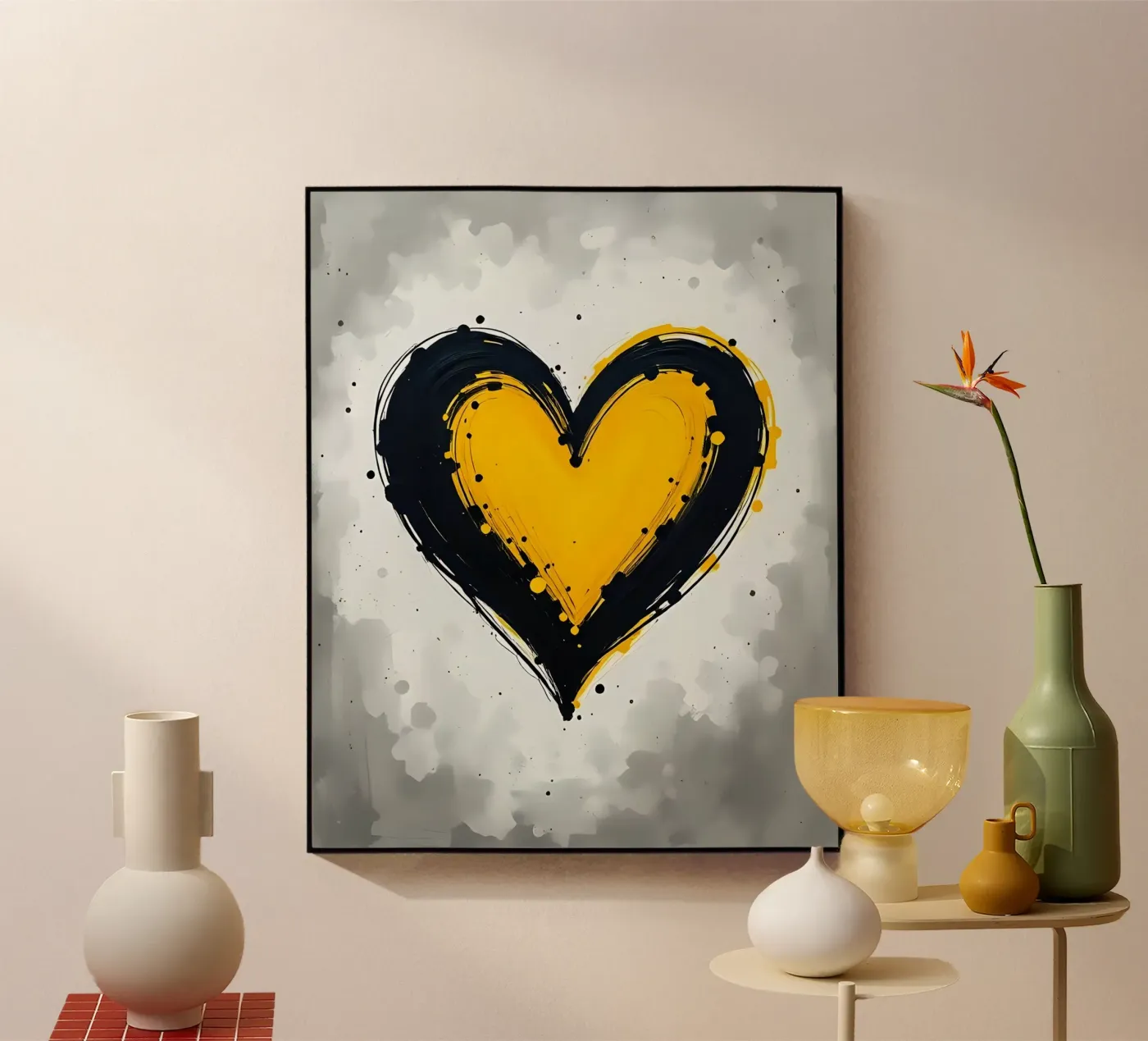 Heart_15 plexiglas de schwarz-gelb by LK