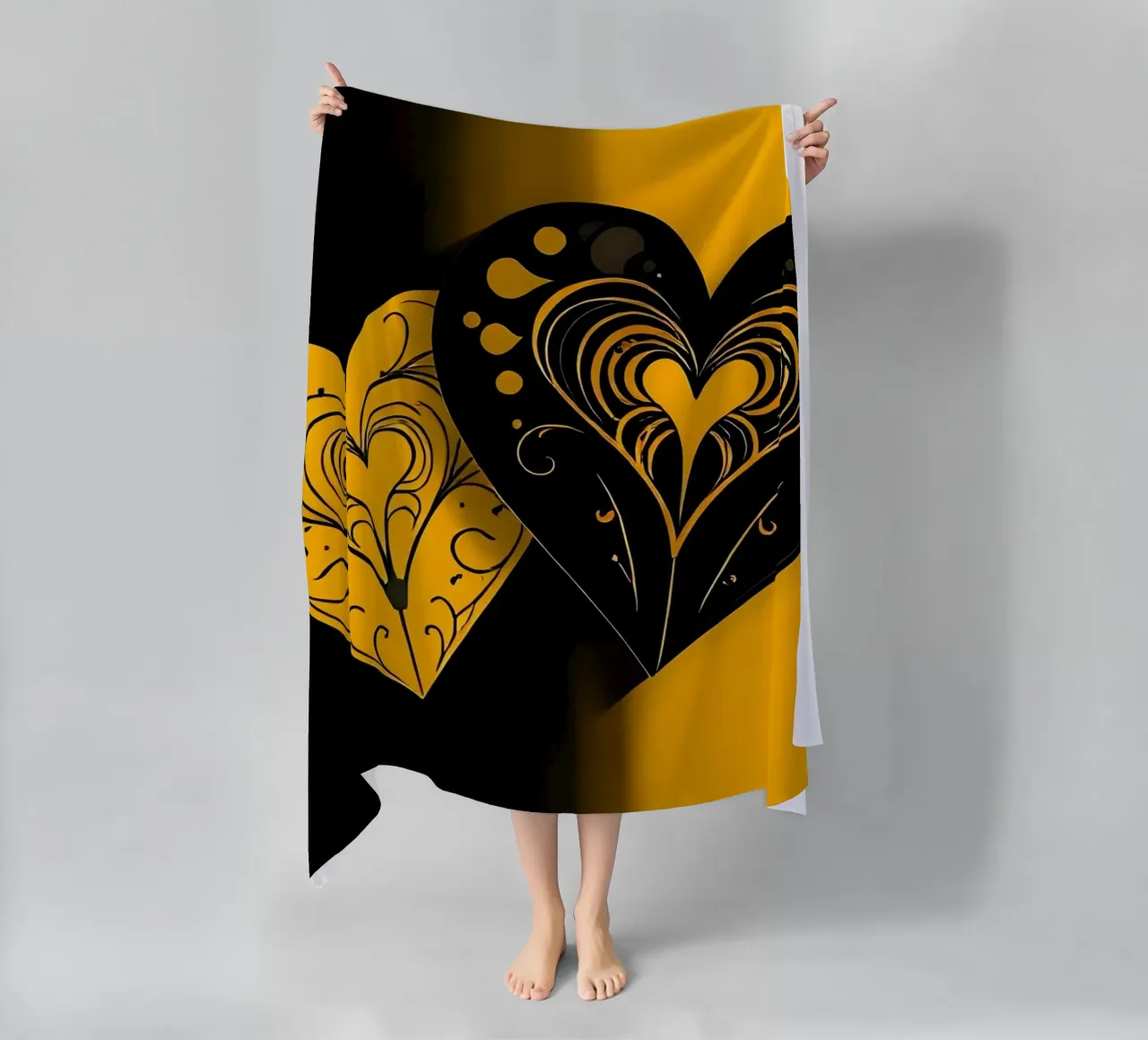 Cuori_1 telo mare da schwarz-gelb by LK