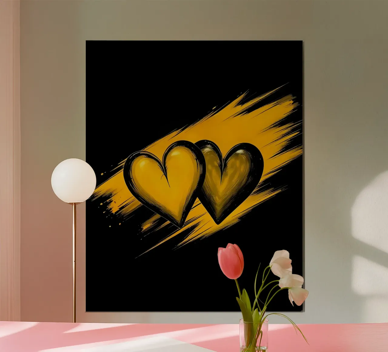 Cuori_2 poster con telaio in legno da schwarz-gelb by LK