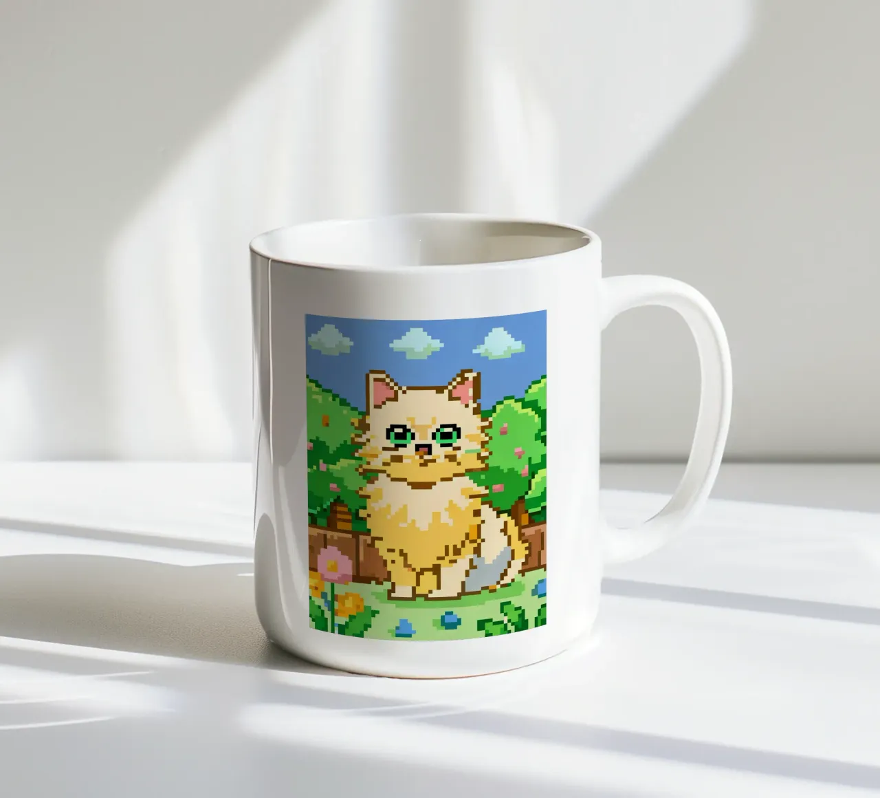 Gatto giallo in giardino tazza in ceramica da DOG AND CAT