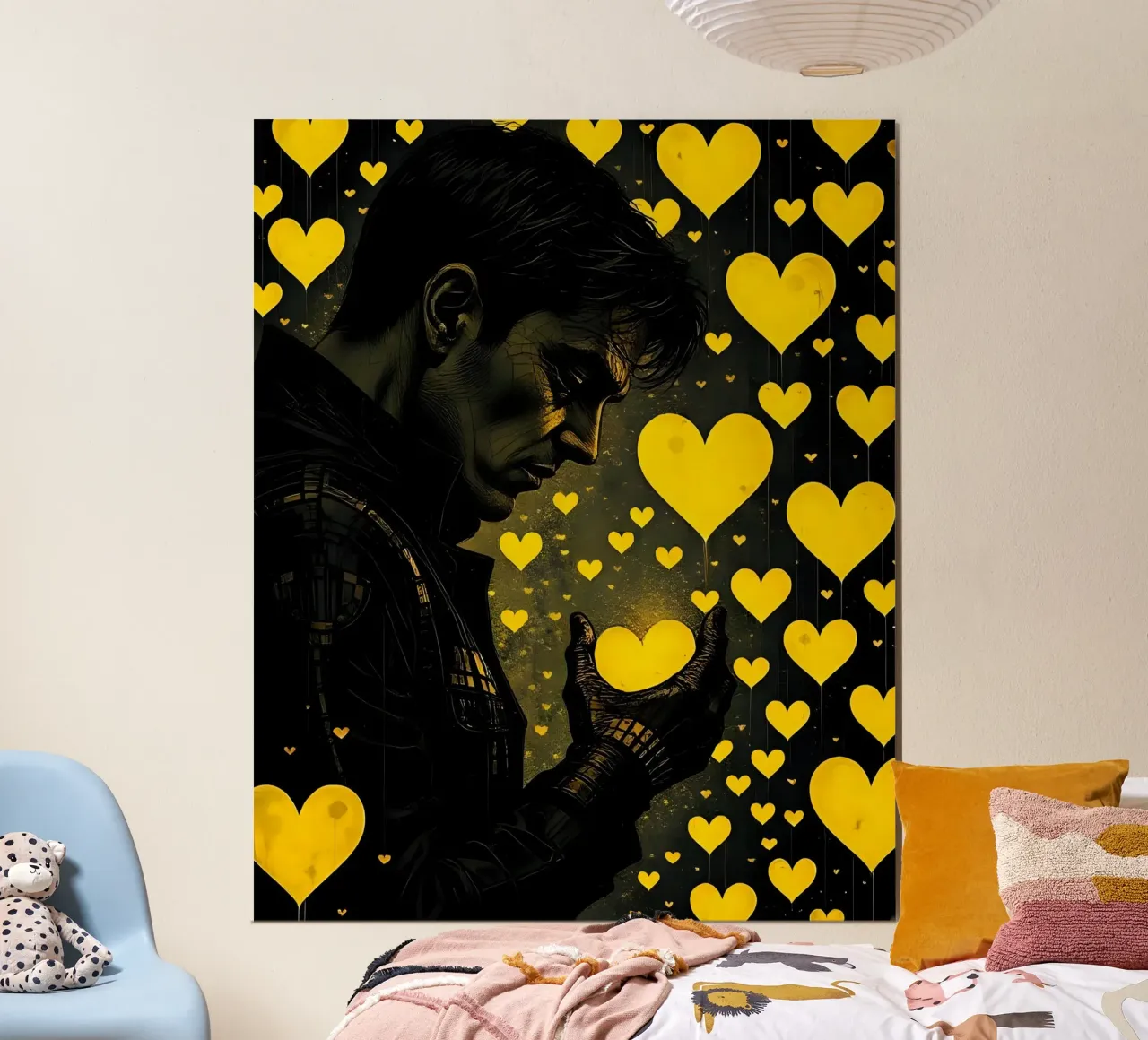 Cuori_4 poster con telaio in plastica da schwarz-gelb by LK