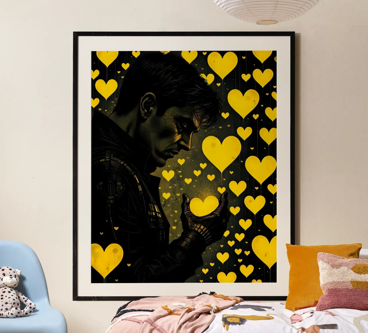 Cuori_4 poster con telaio in plastica da schwarz-gelb by LK
