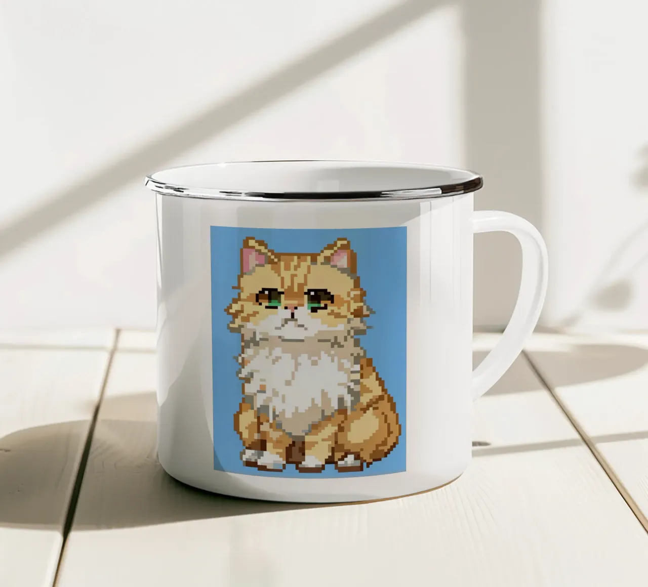 Un simpatico gatto arancione tazza in smalto da DOG AND CAT