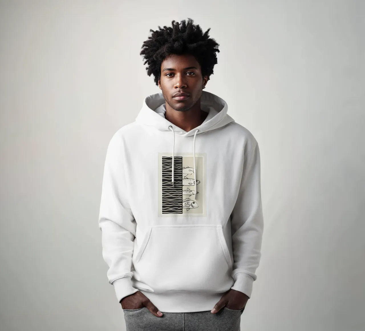 Abstract Fishes On A Wave felpa con cappuccio da Flow Line