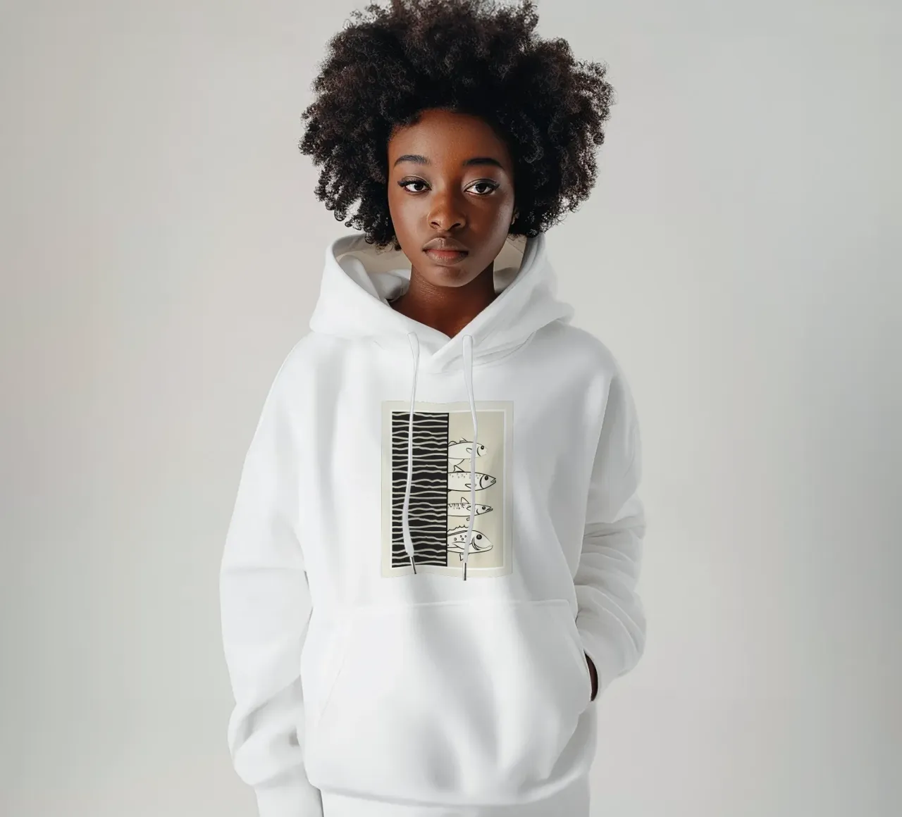 Abstract Fishes On A Wave felpa con cappuccio da Flow Line