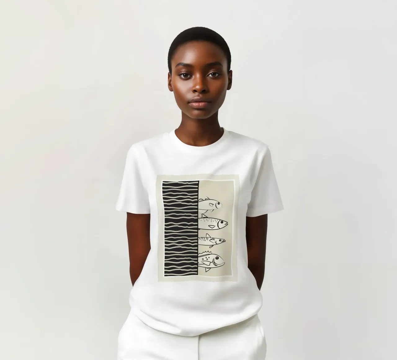 Abstract Fishes On A Wave t-shirt da Flow Line