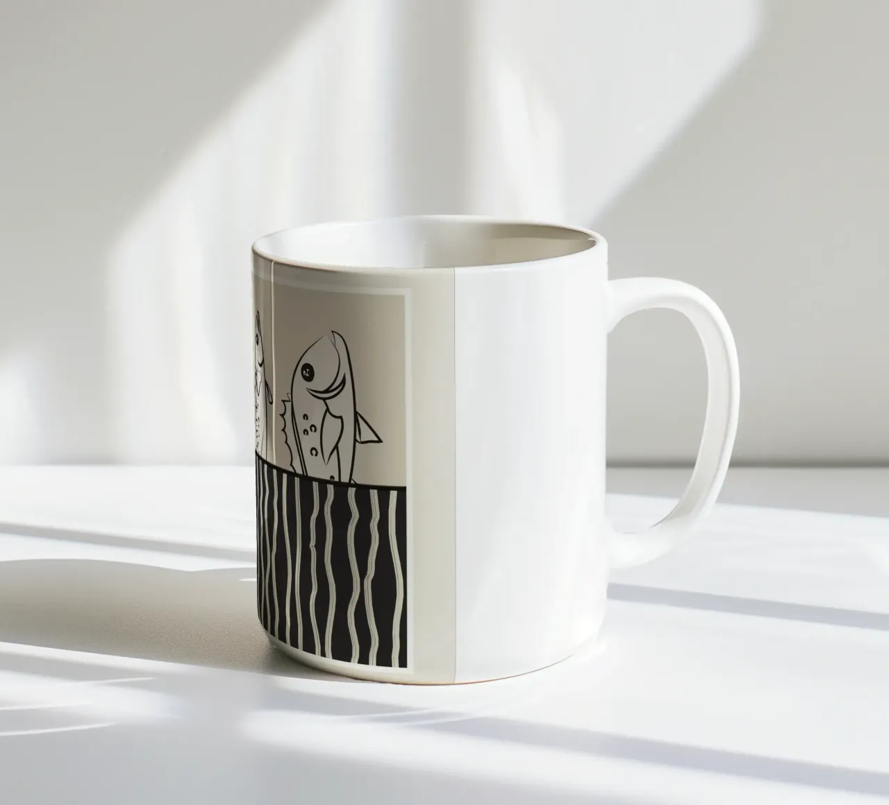 Abstract Fishes On A Wave tazza in ceramica da Flow Line