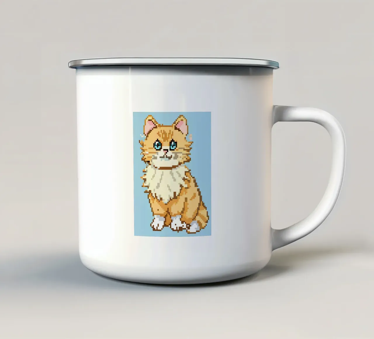 Un simpatico gatto arancione tazza in smalto da DOG AND CAT