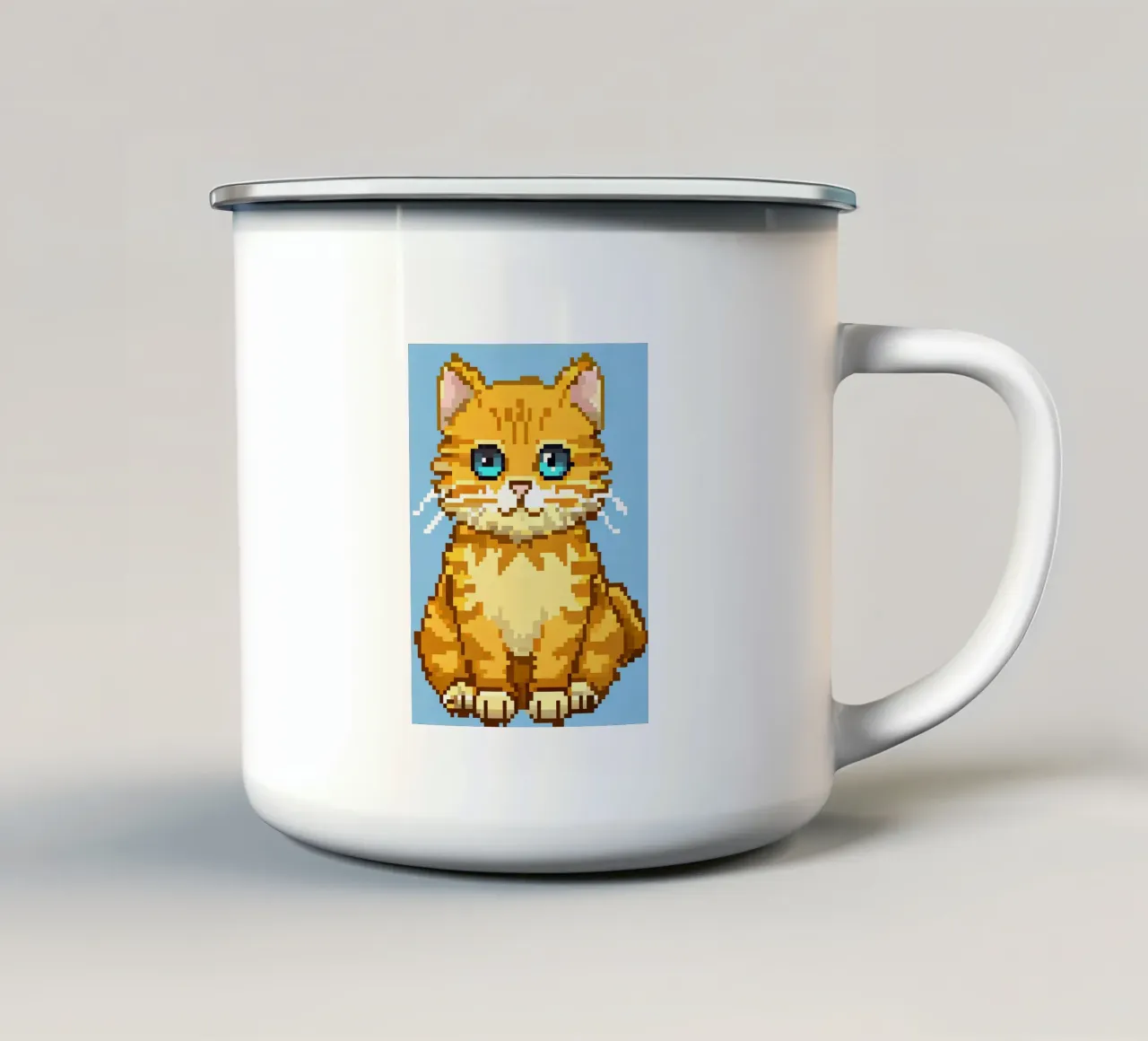 Un simpatico gatto arancione tazza in smalto da DOG AND CAT