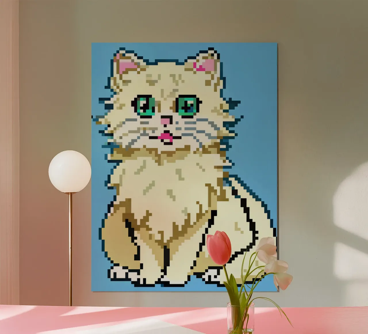 Gatto persiano carino poster con telaio in legno da DOG AND CAT