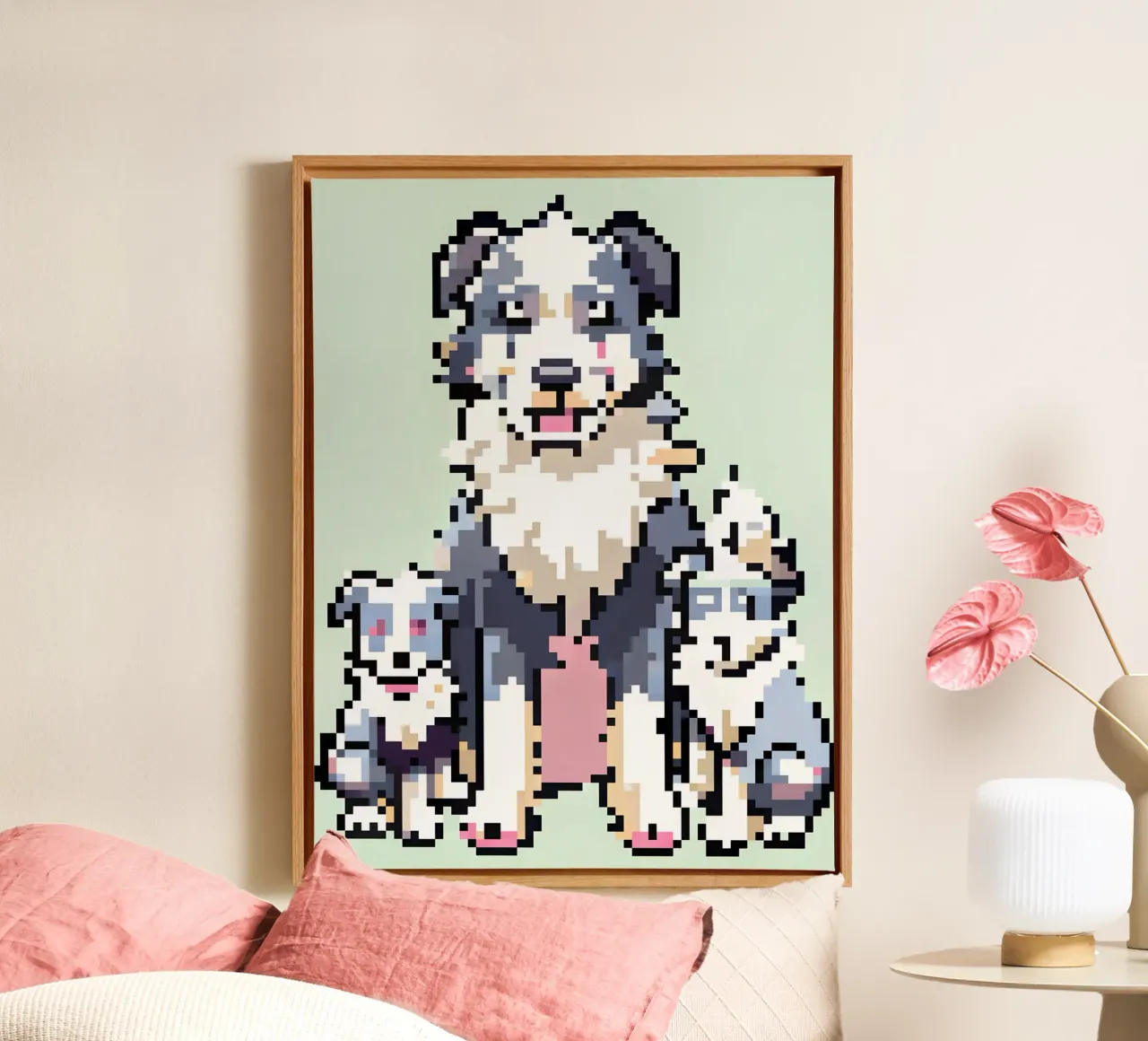 Moederhond en haar puppy canvas met Baklijst van DOG AND CAT