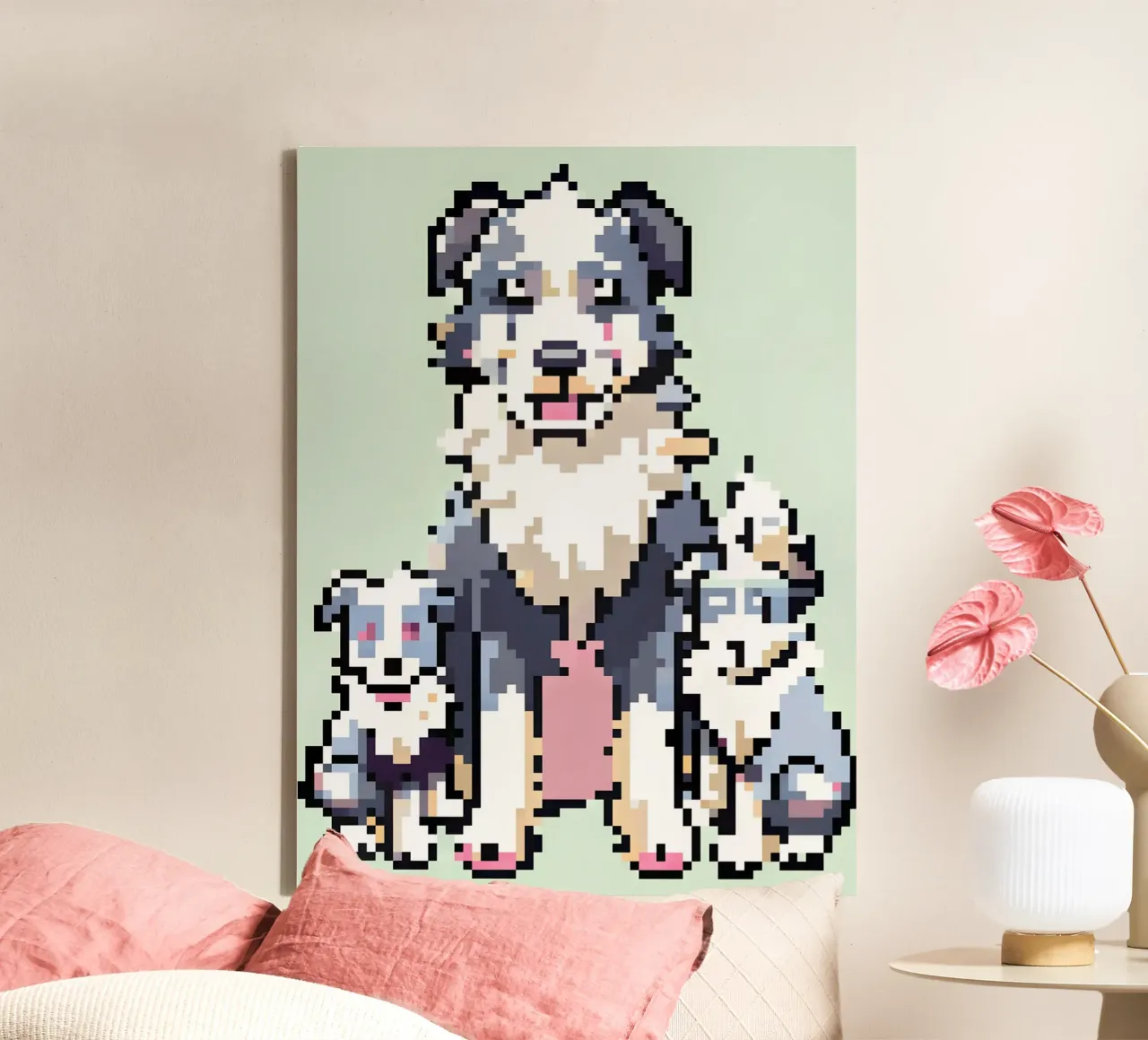 Moederhond en haar puppy canvas met Baklijst van DOG AND CAT