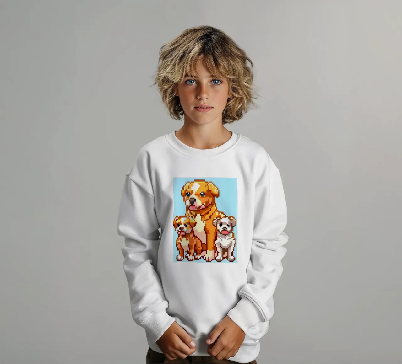 Mother Dog And Her Puppy kids sweatshirt by DOG AND CAT