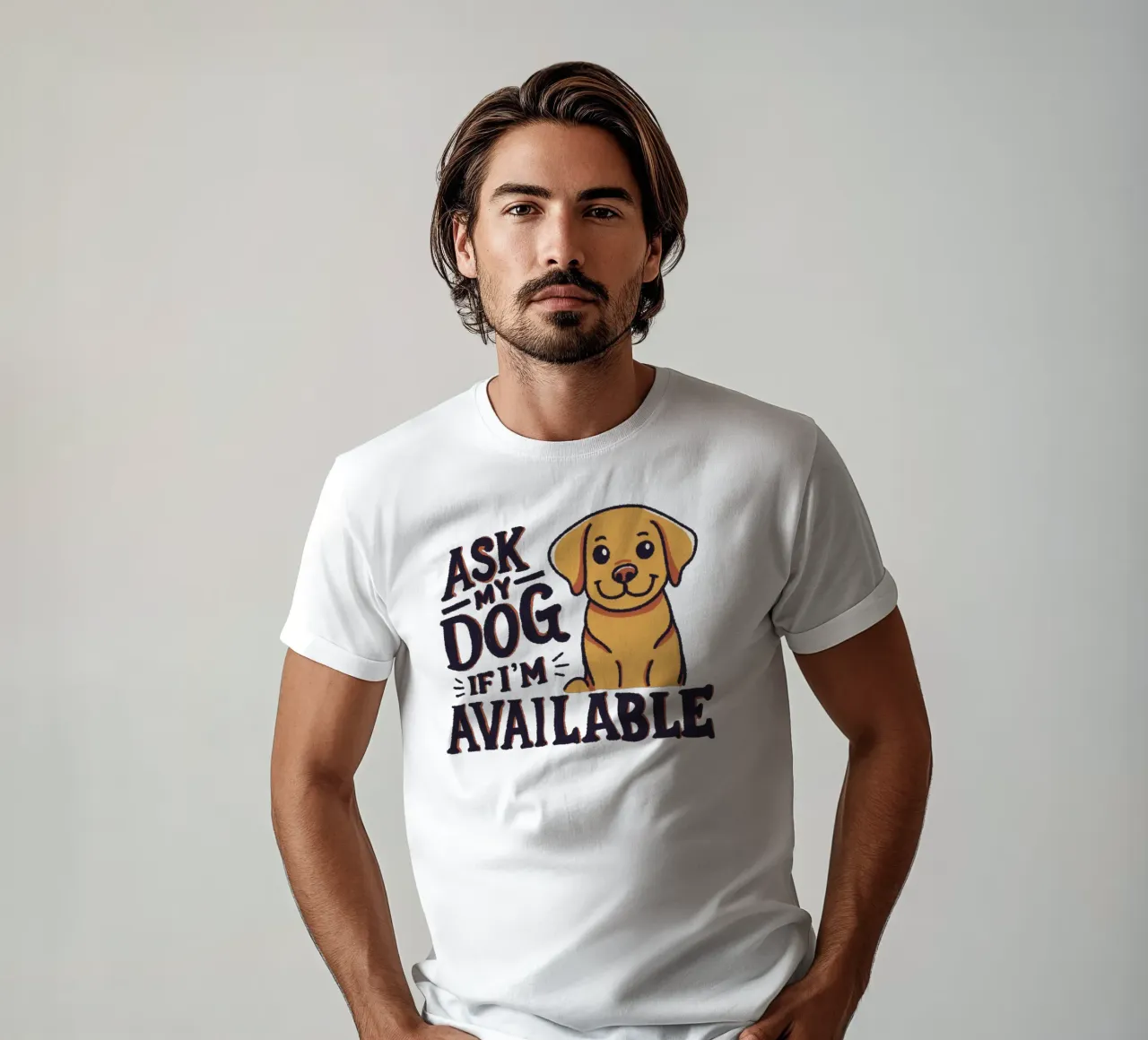Ask my dog if i'm available t-shirt by Loobs
