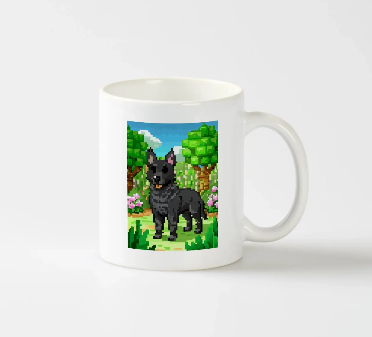 Cane nero in giardino verde tazza in ceramica da DOG AND CAT