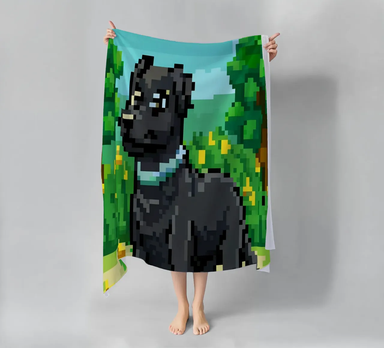 Cane nero telo mare da DOG AND CAT