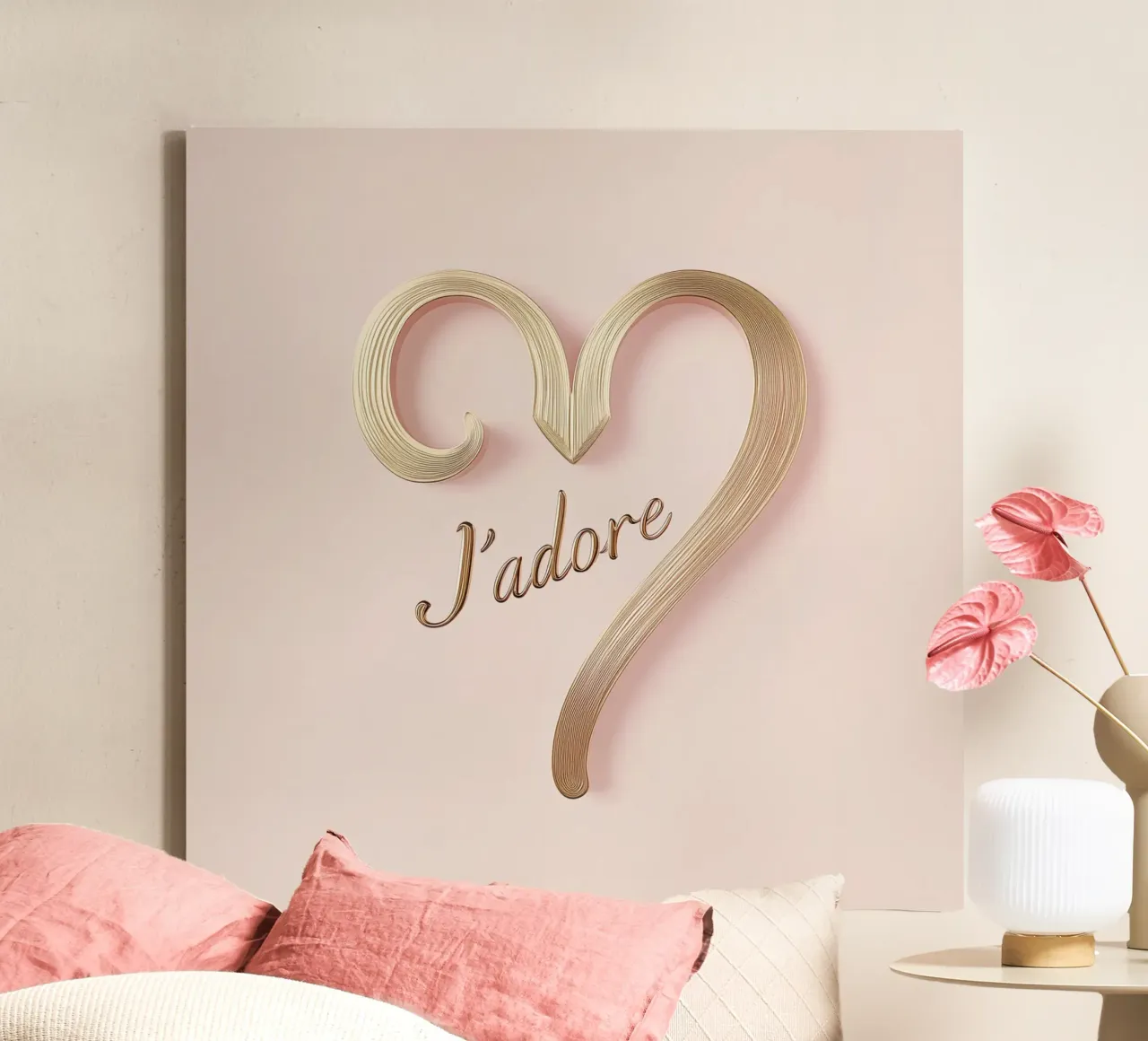 "J'adore" Rosa Anmut tela con Cornice a cassetta da Carinaprint