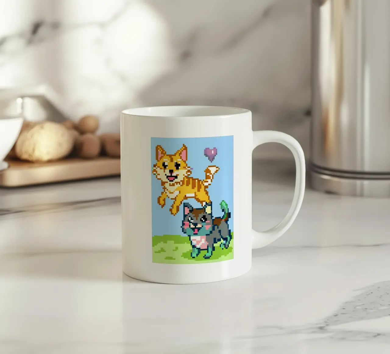 Gatti e cani che giocano tazza in ceramica da DOG AND CAT