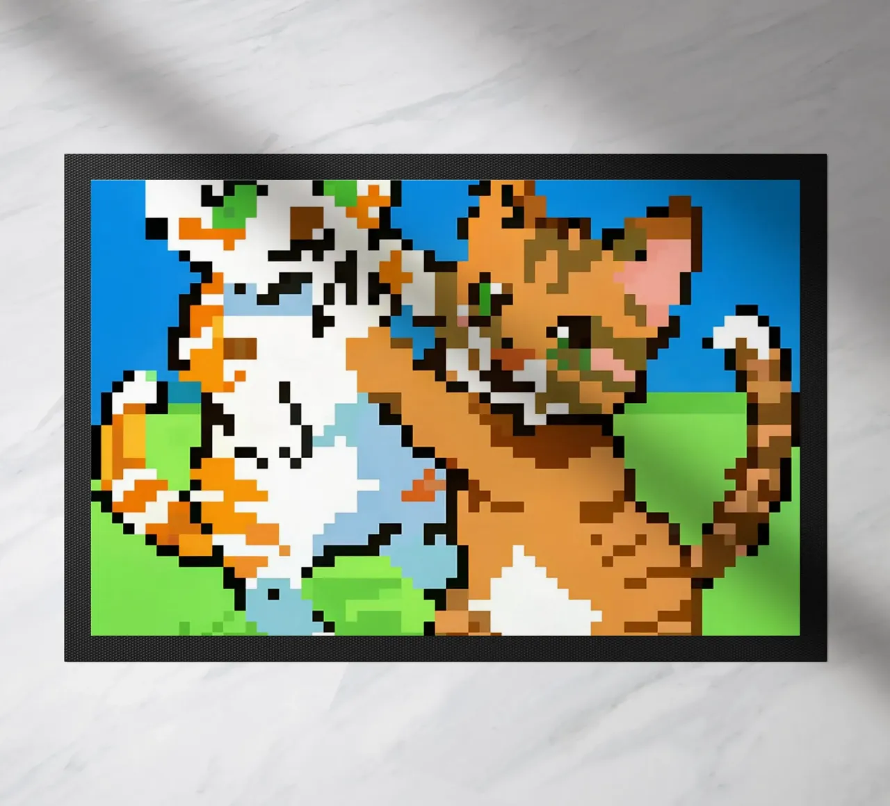 Due gatti che giocano zerbino da DOG AND CAT
