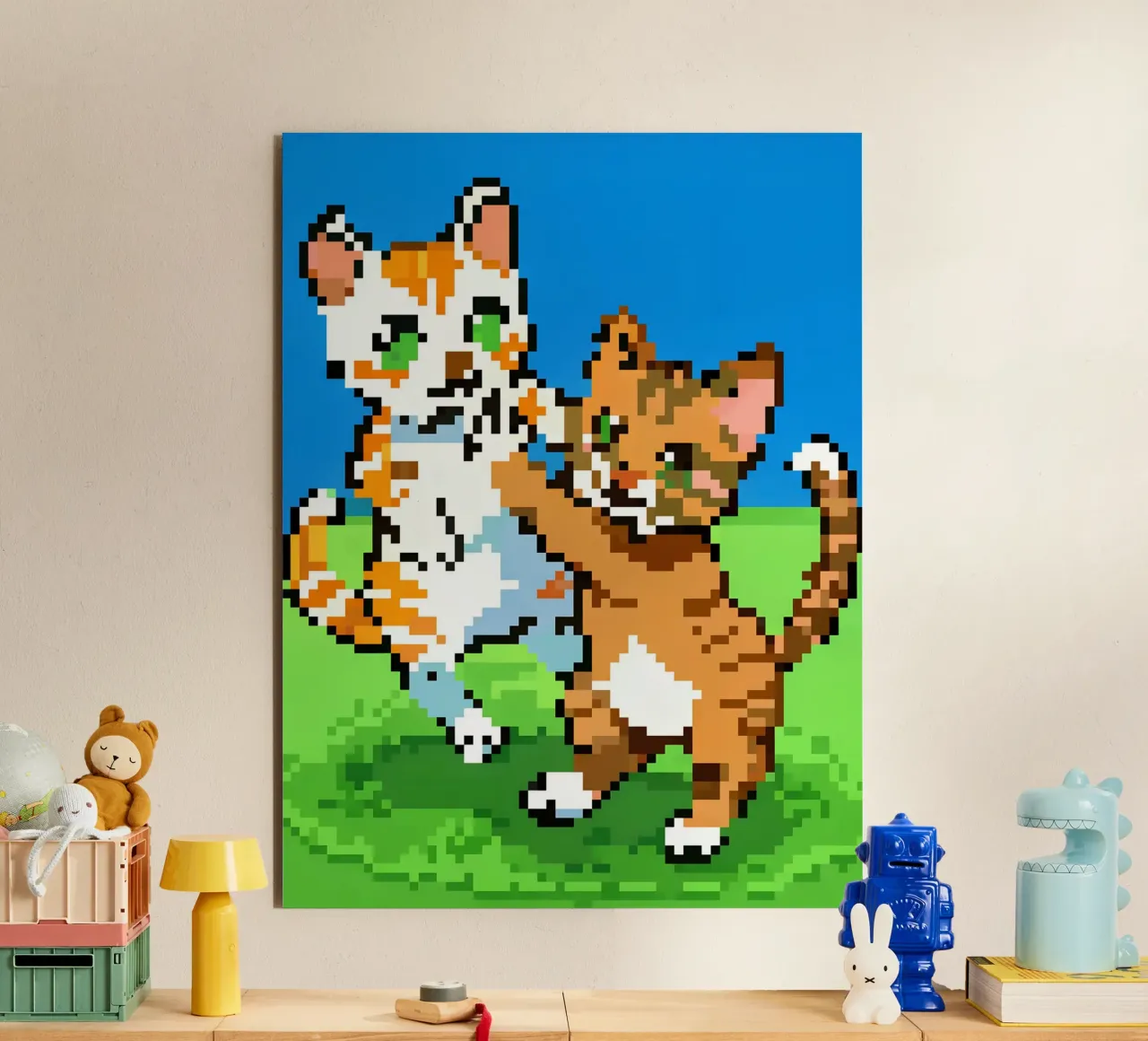 Due gatti che giocano alluminio dibond da DOG AND CAT