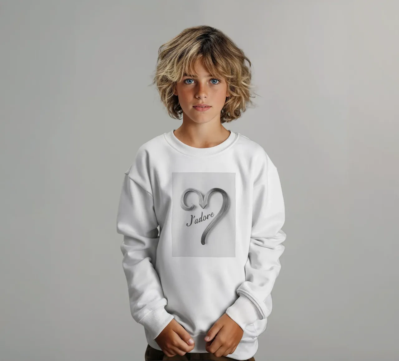 "J'adore" in bianco e nero felpa bambino da Carinaprint