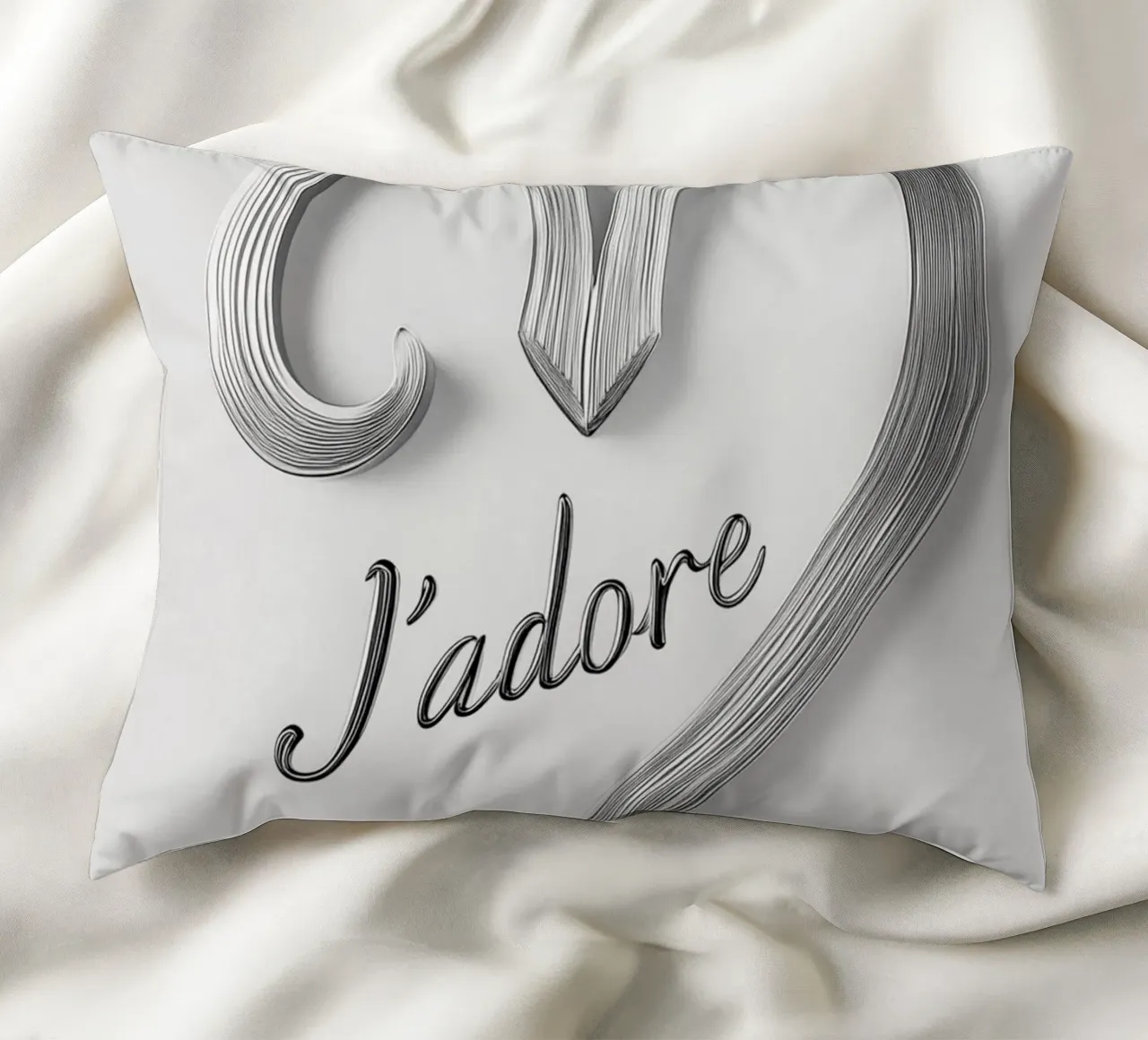 "J'adore" in bianco e nero cuscino da Carinaprint