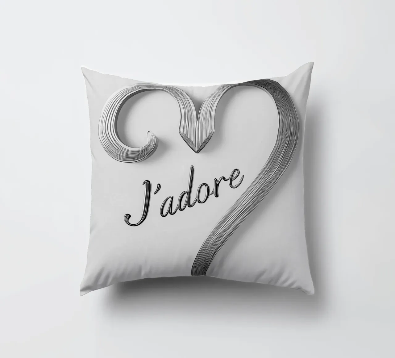 "J'adore" in bianco e nero cuscino da Carinaprint