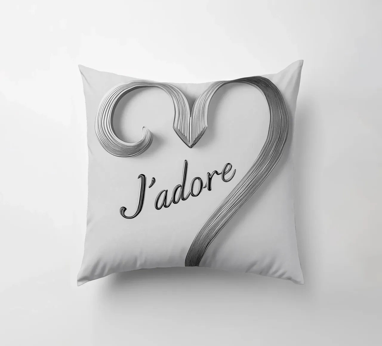 "J'adore" in bianco e nero cuscino da Carinaprint
