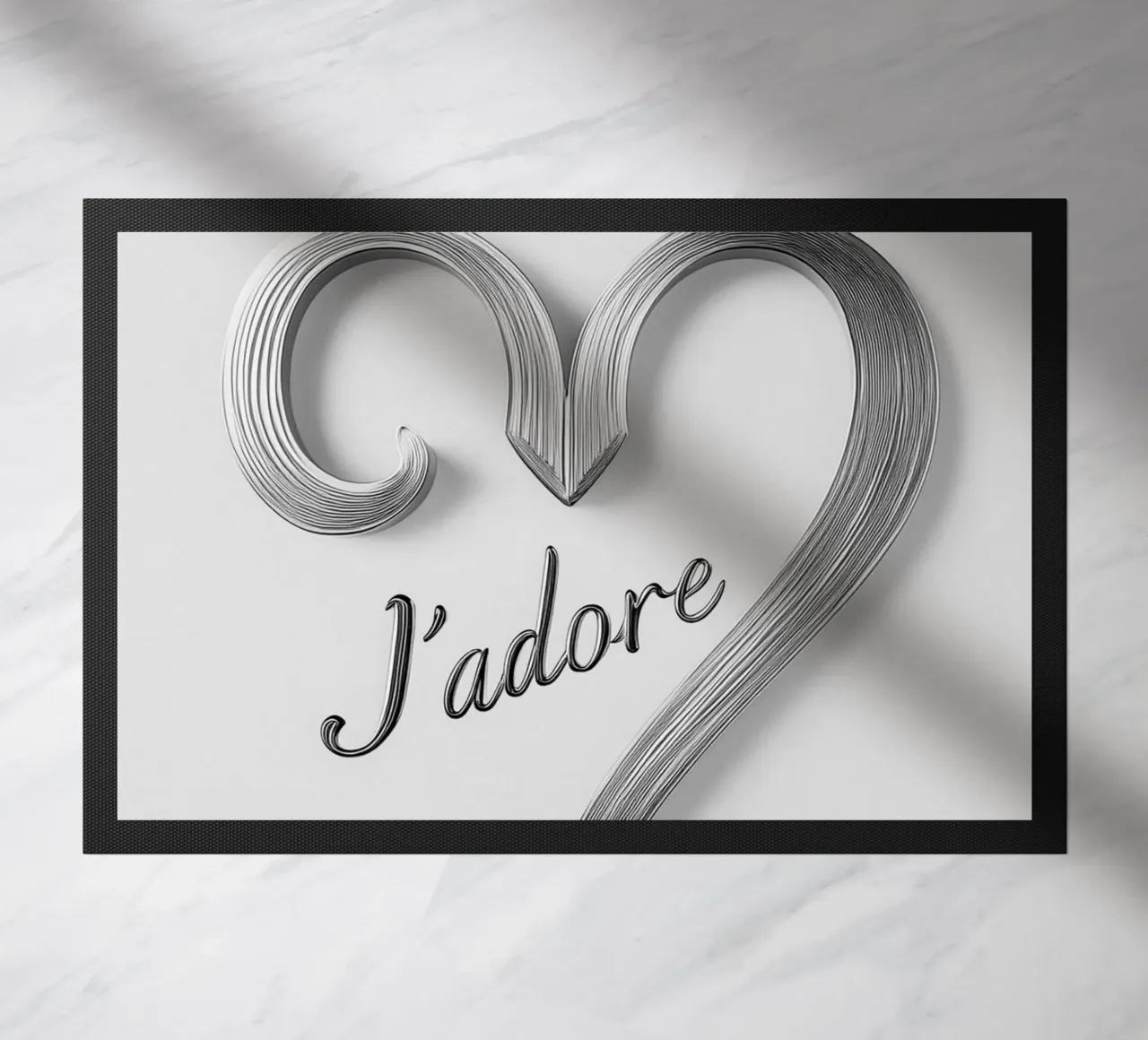 "J'adore" in bianco e nero zerbino da Carinaprint
