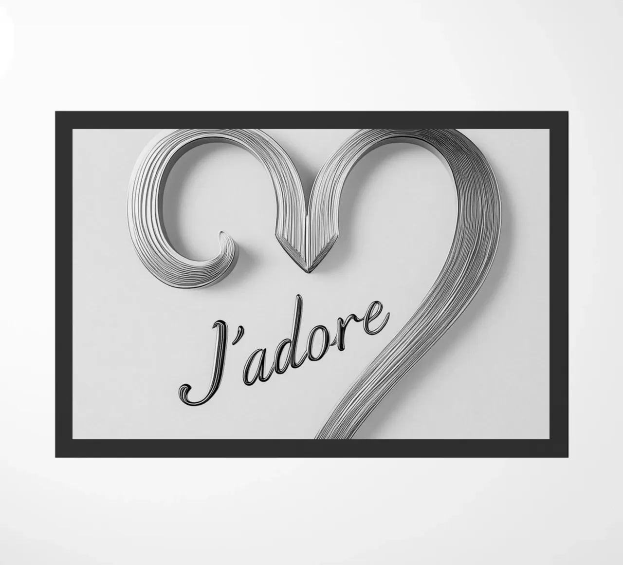 "J'adore" in bianco e nero zerbino da Carinaprint