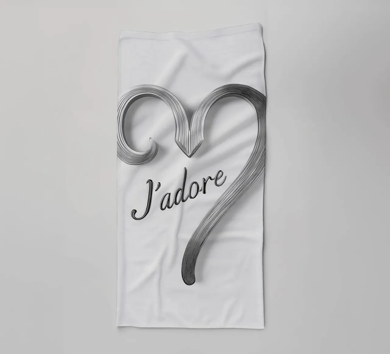 "J'adore" in bianco e nero asciugamano da bagno da Carinaprint