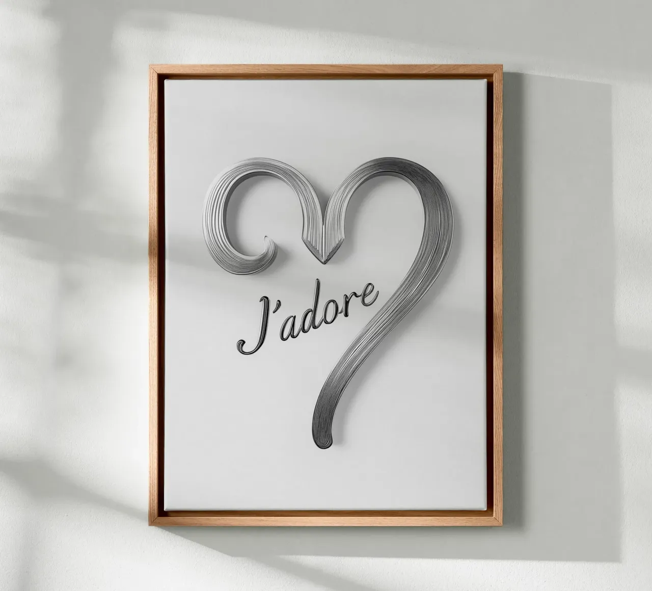 "J'adore" in bianco e nero tela con Cornice a cassetta da Carinaprint