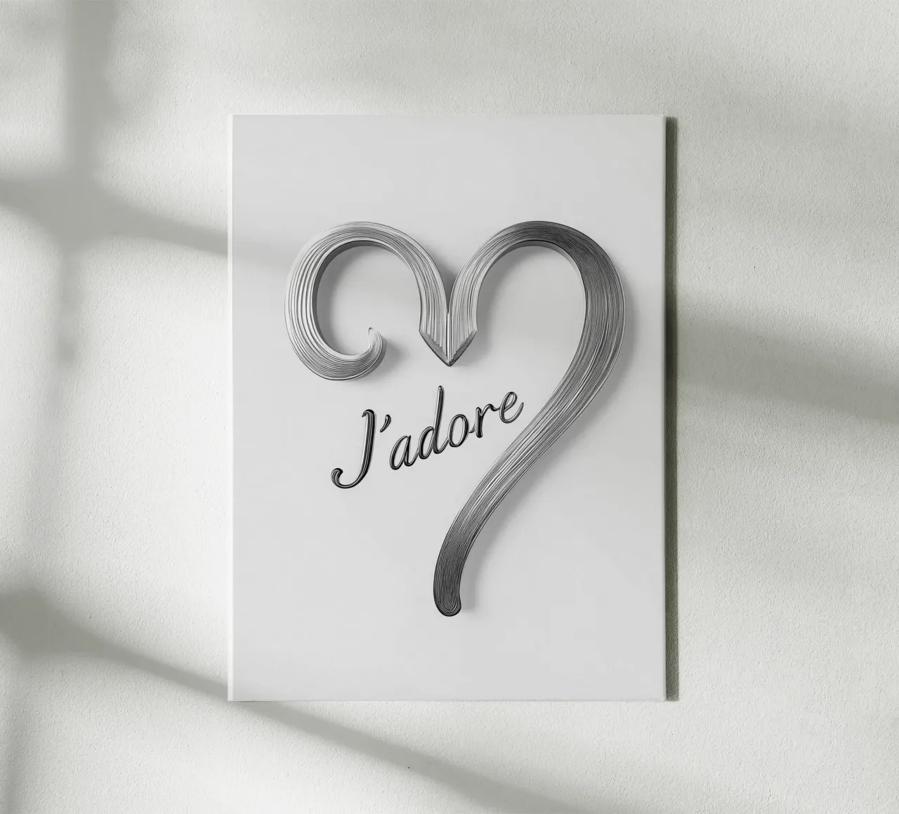"J'adore" in bianco e nero tela con Cornice a cassetta da Carinaprint