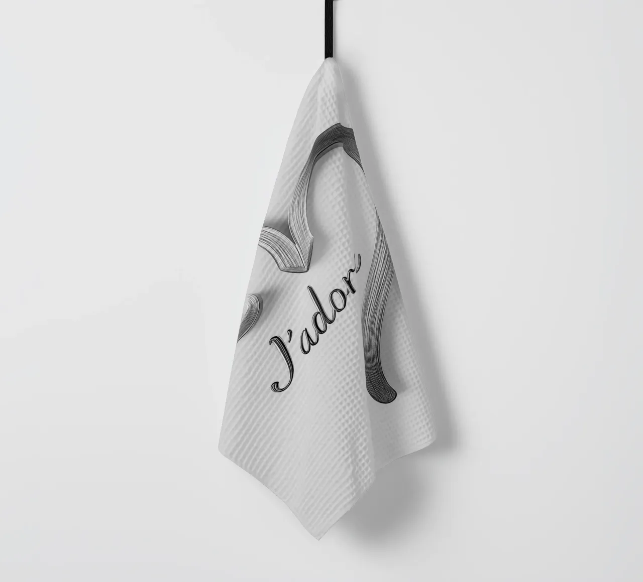 "J'adore" in bianco e nero canovaccio da cucina da Carinaprint