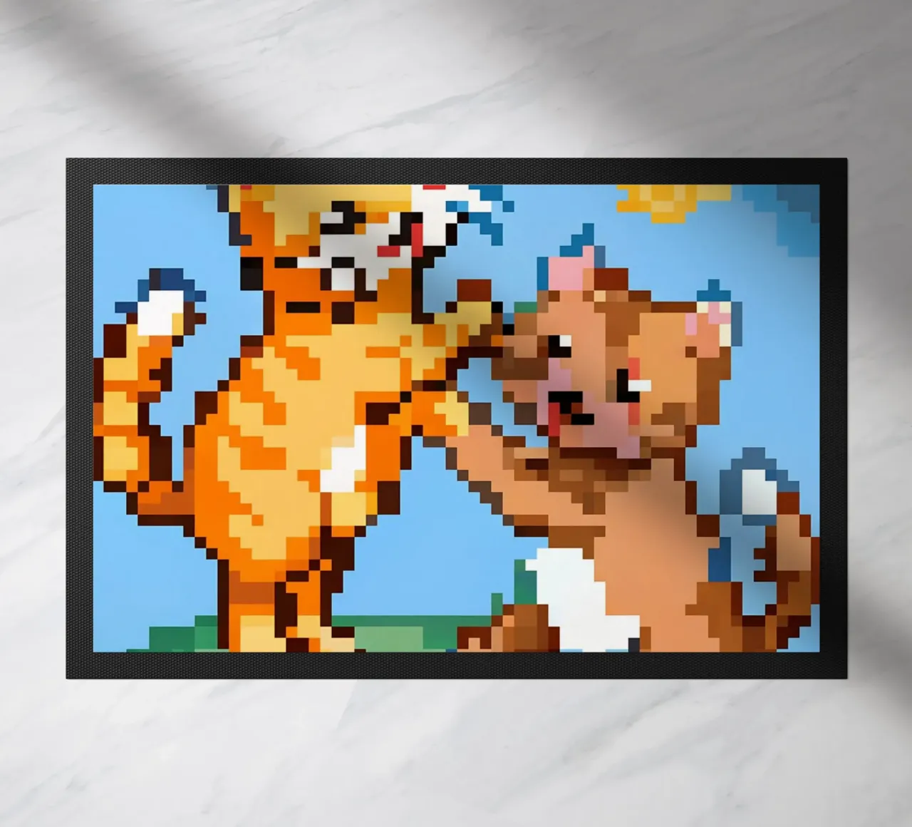 Due gatti che giocano zerbino da DOG AND CAT